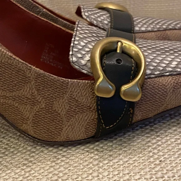 Coach Womens Jade Loafer w Block Heal / Mixed Media / Tan Natural Black / 7 /NWB - Picture 7 of 16